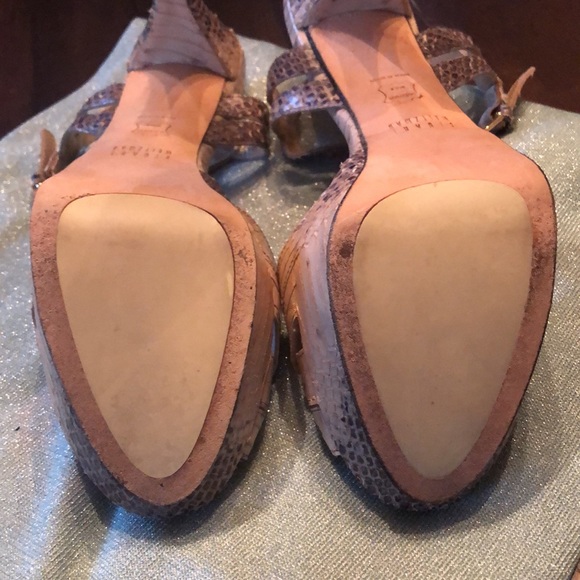 Stuart Weitzman Snake python ankle strap platform high heel sandals - Picture 11 of 14